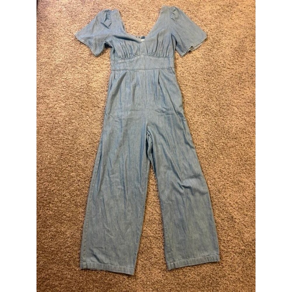 Old Navy Chambray Puff-Sleeve Jumpsuit